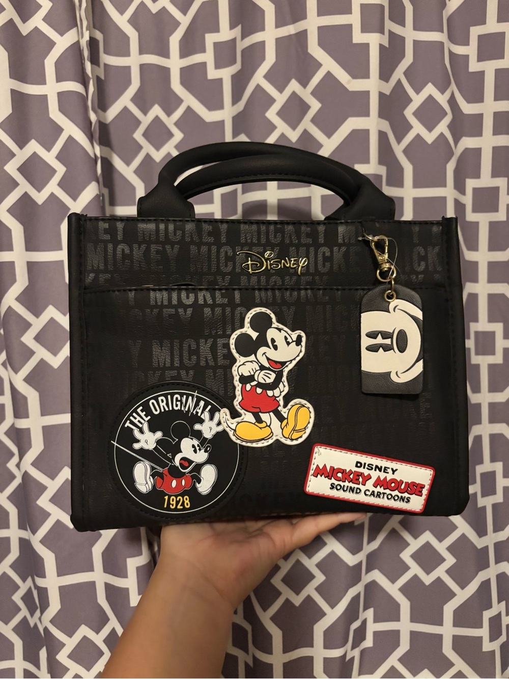 Disney Black Mickey Mouse Patch Tote Laptop Bag
